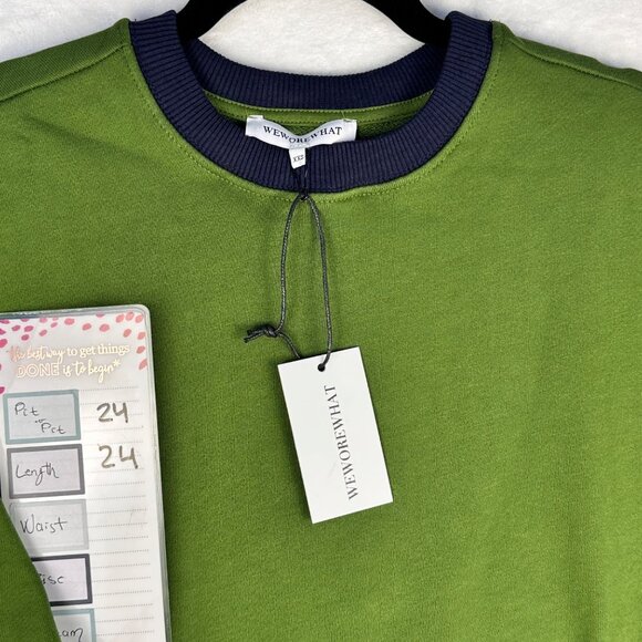 WeWoreWhat Womens Oversized Pullover Sweatshirt XXS Green NWT | Athleisure Chic - Picture 5 of 6